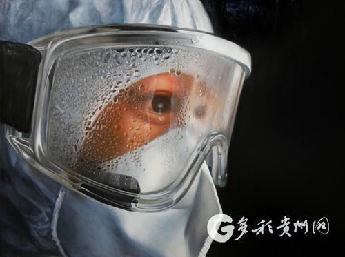 靳文艺创作的油画作品《抗疫天使——2020年2月9日,武汉,晴》(靳文艺